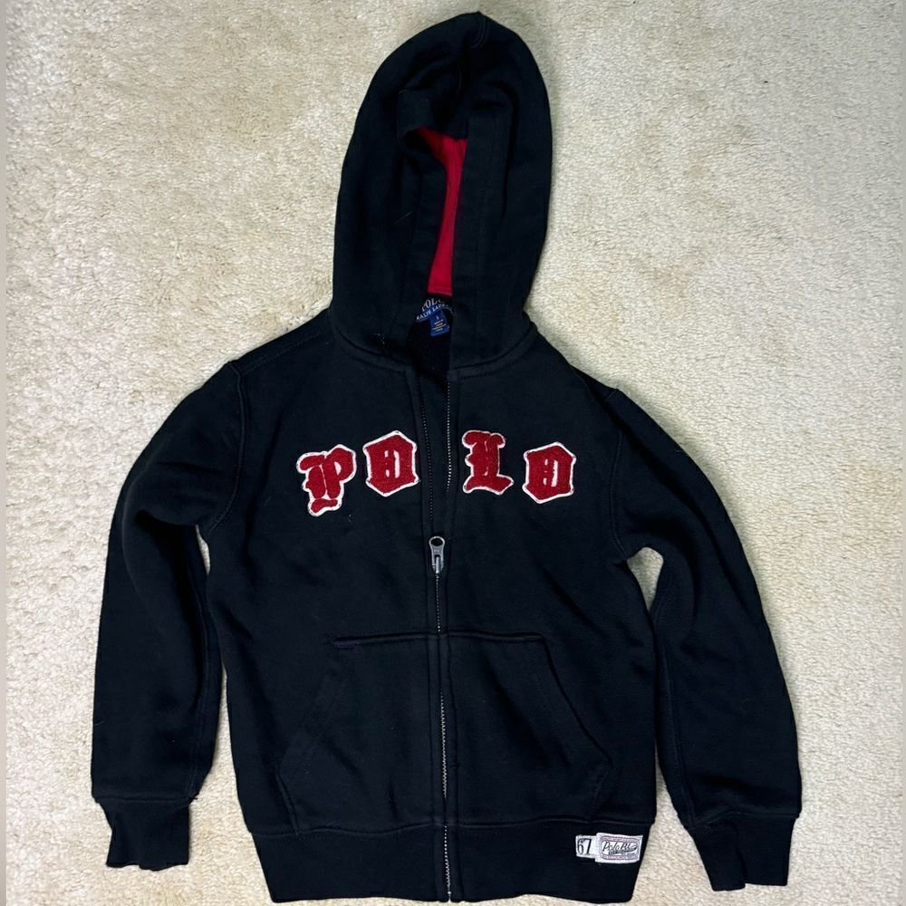 Boys Polo Zip Up Hoodie Sz 5